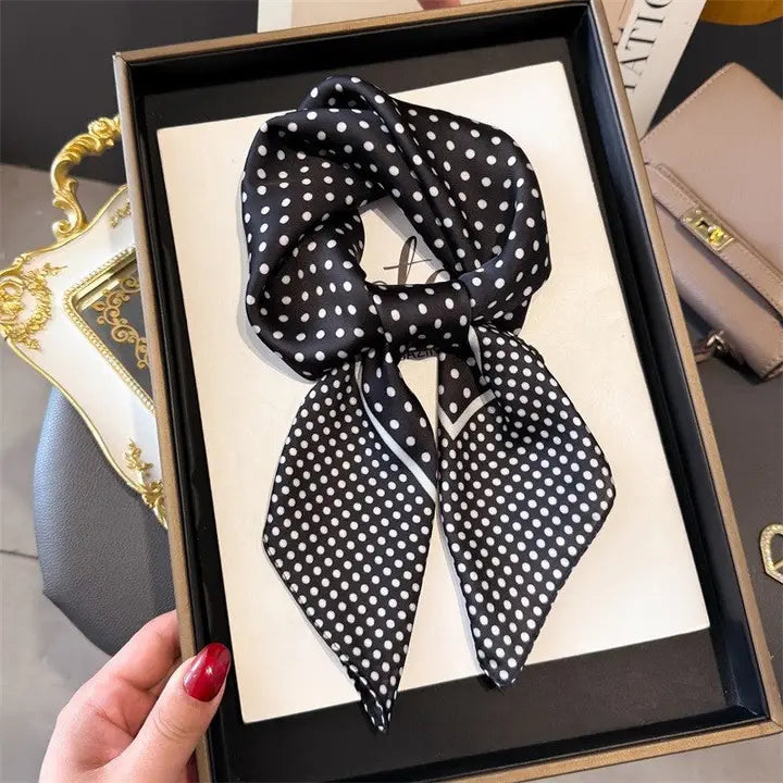 Silk Scarf Black and white Polka dots