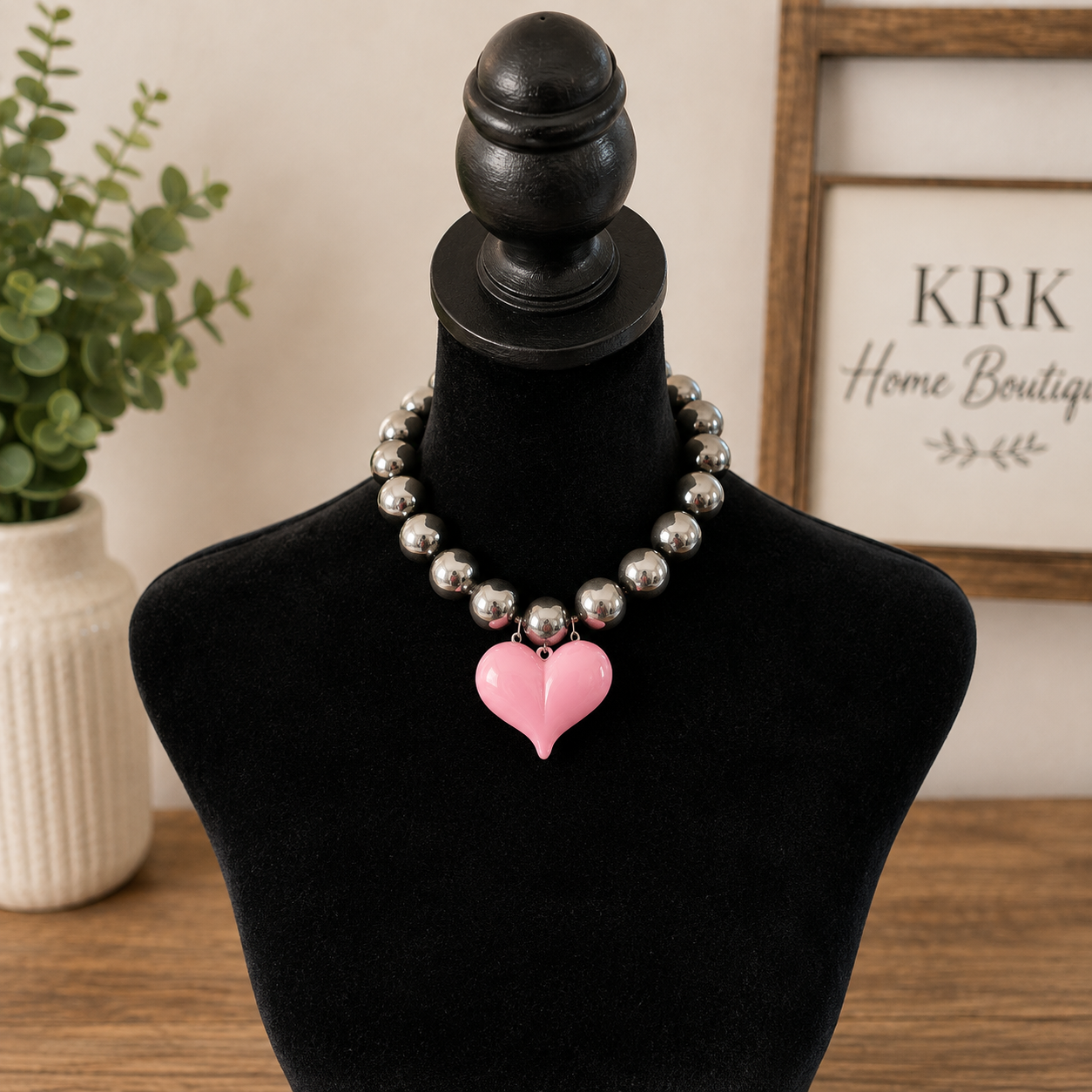 Jolene Pink Heart Necklace