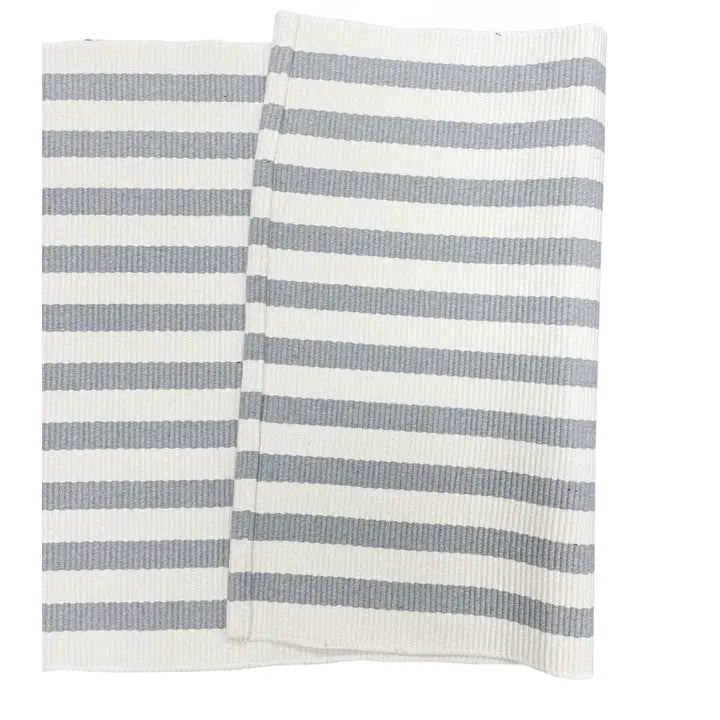 Woven Cotton Blend Classic Striped Area Rug Gray
