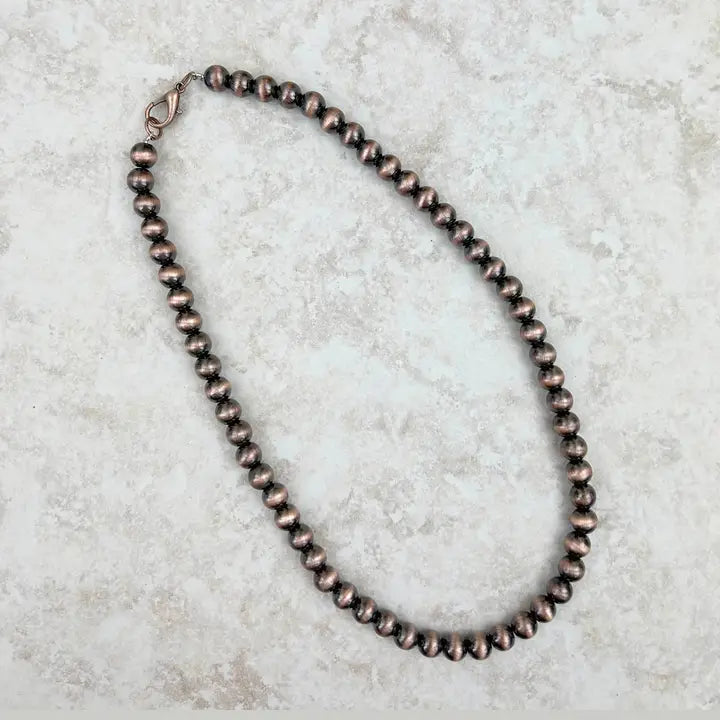COOPER 17 Inches 8mm Cooper Navajo Pearl Bead Necklace