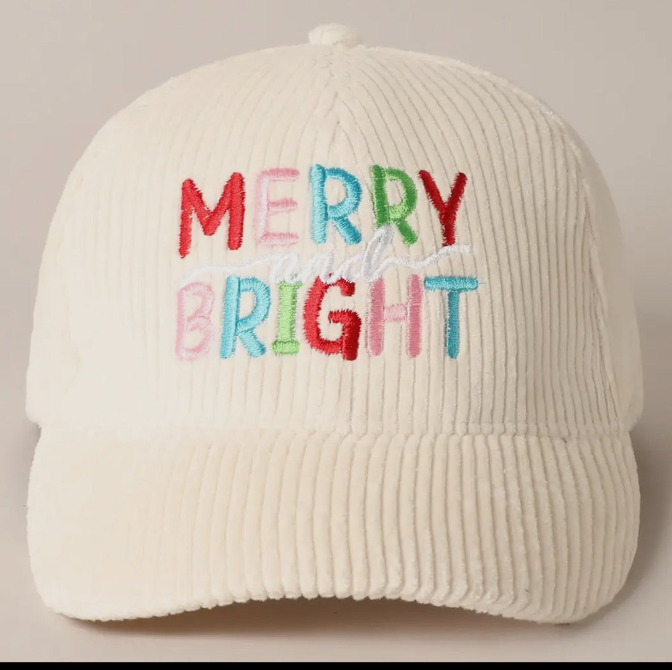 Merry Bright Embroidery Corduroy Cap