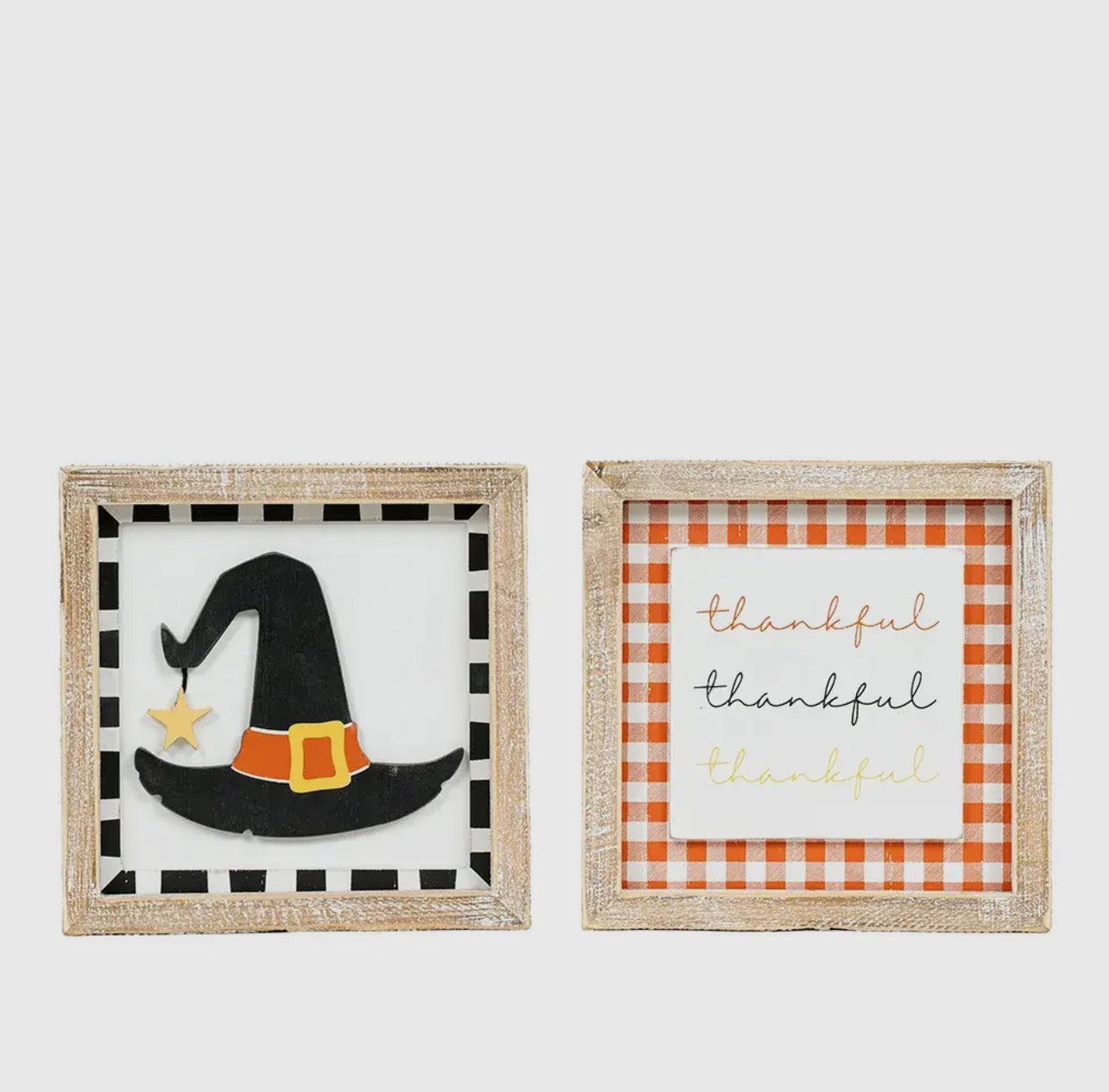 Wood Frame Sign Hat Thankful Fall Halloween