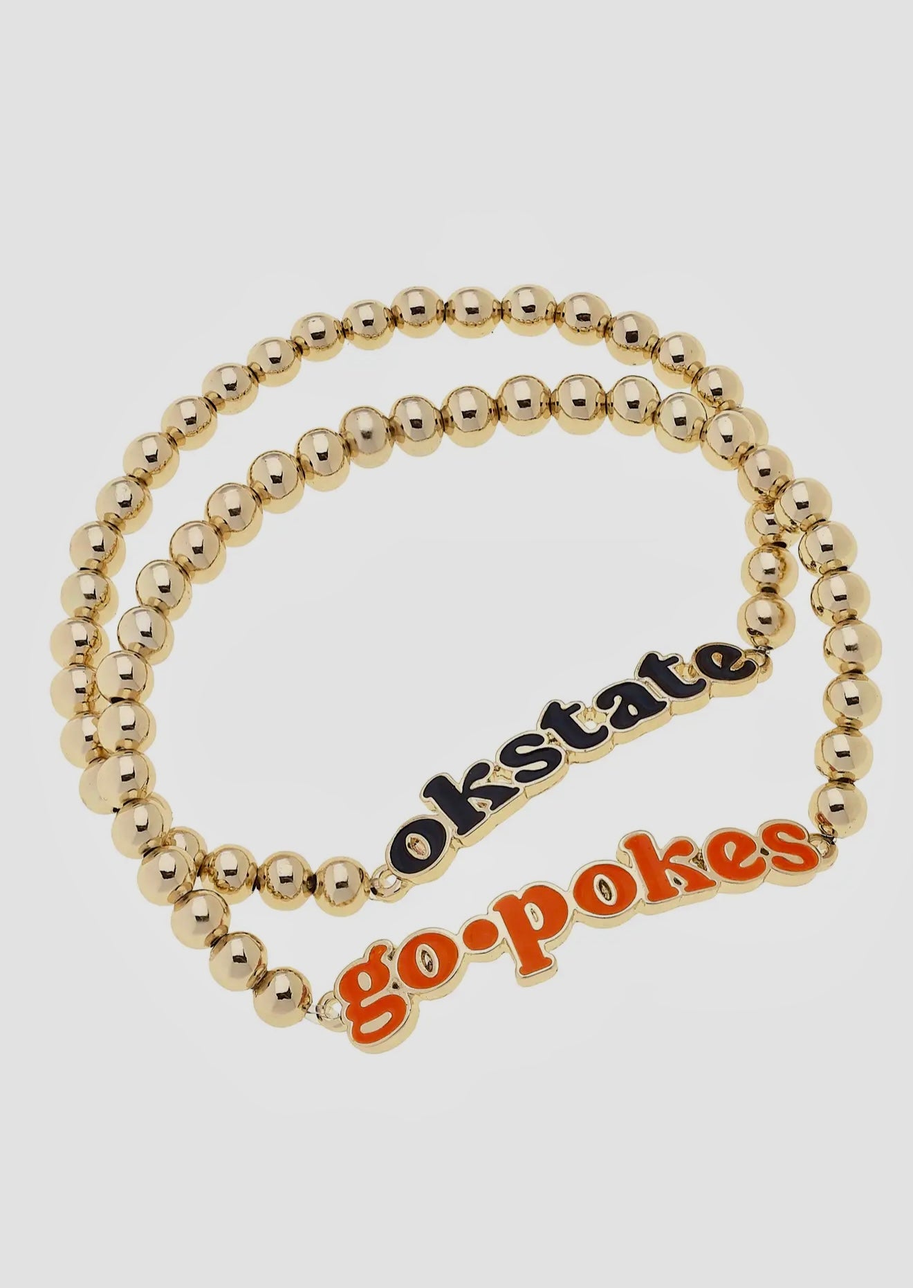 Oklahoma State Cowboys Slogan Ball Bead Bracelet Set of 2