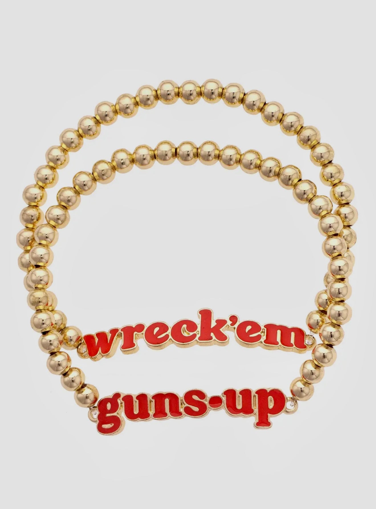 Texas Tech Red Raiders Slogan Ball Bead Bracelet Set of 2