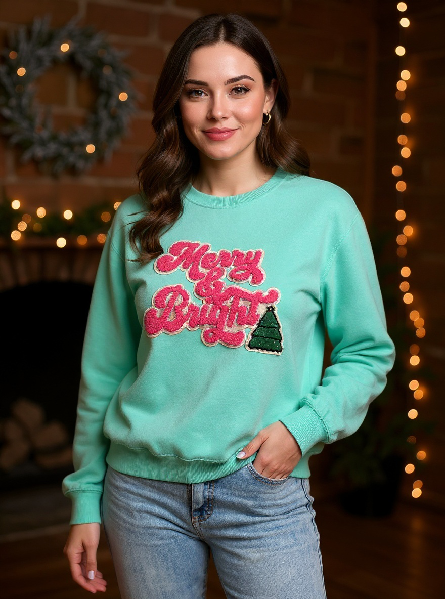 Merry and Bright with Tree Sweatshirt