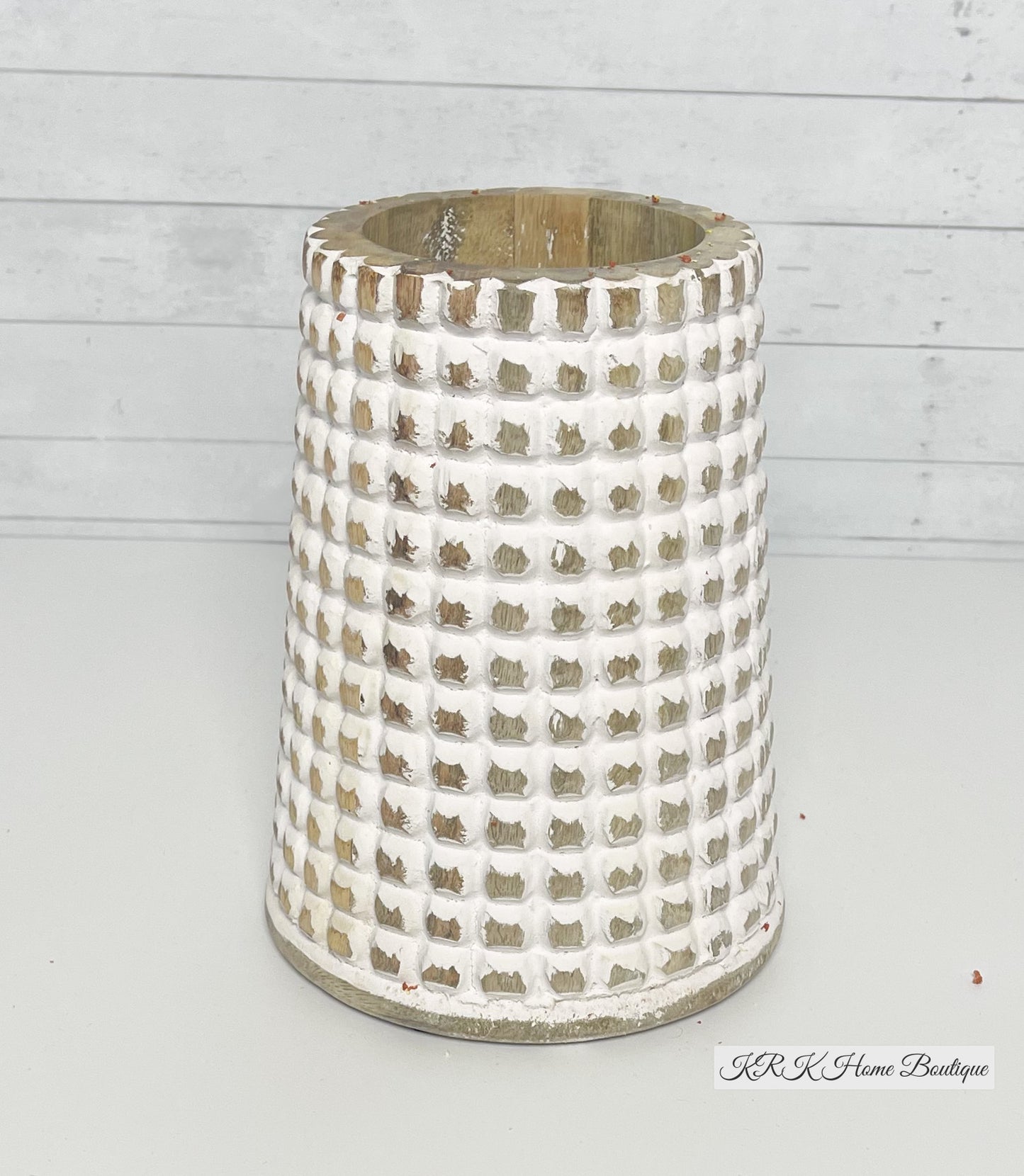 White Checkered Vase