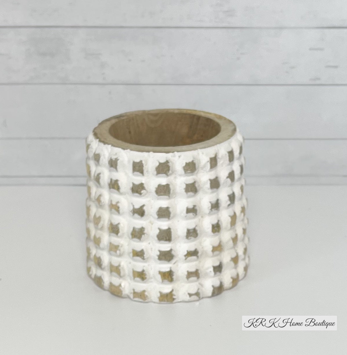 White Checkered Vase