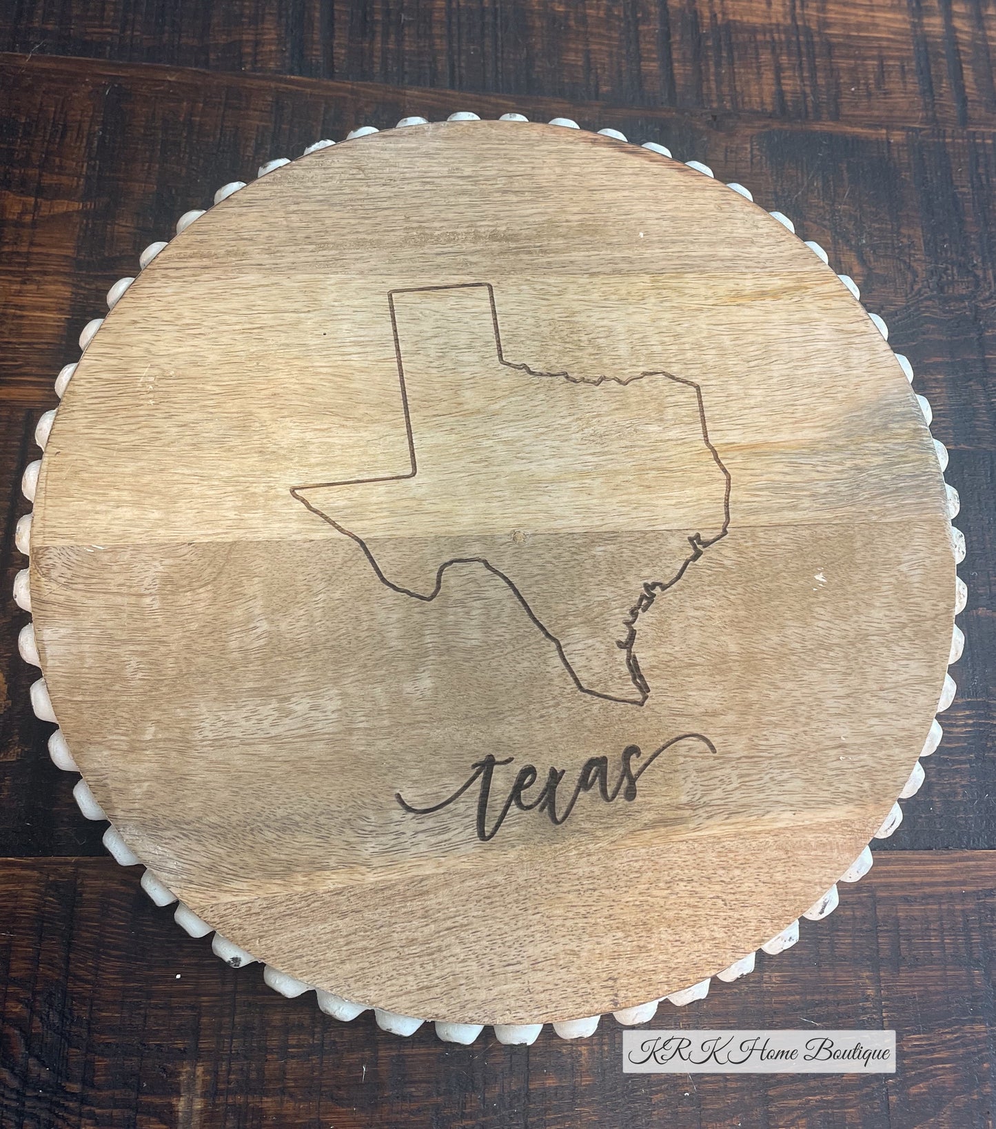 Board Round Beaded Louisiana or Texas