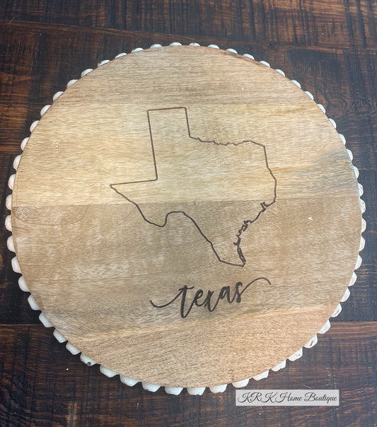 Board Round Beaded Louisiana or Texas