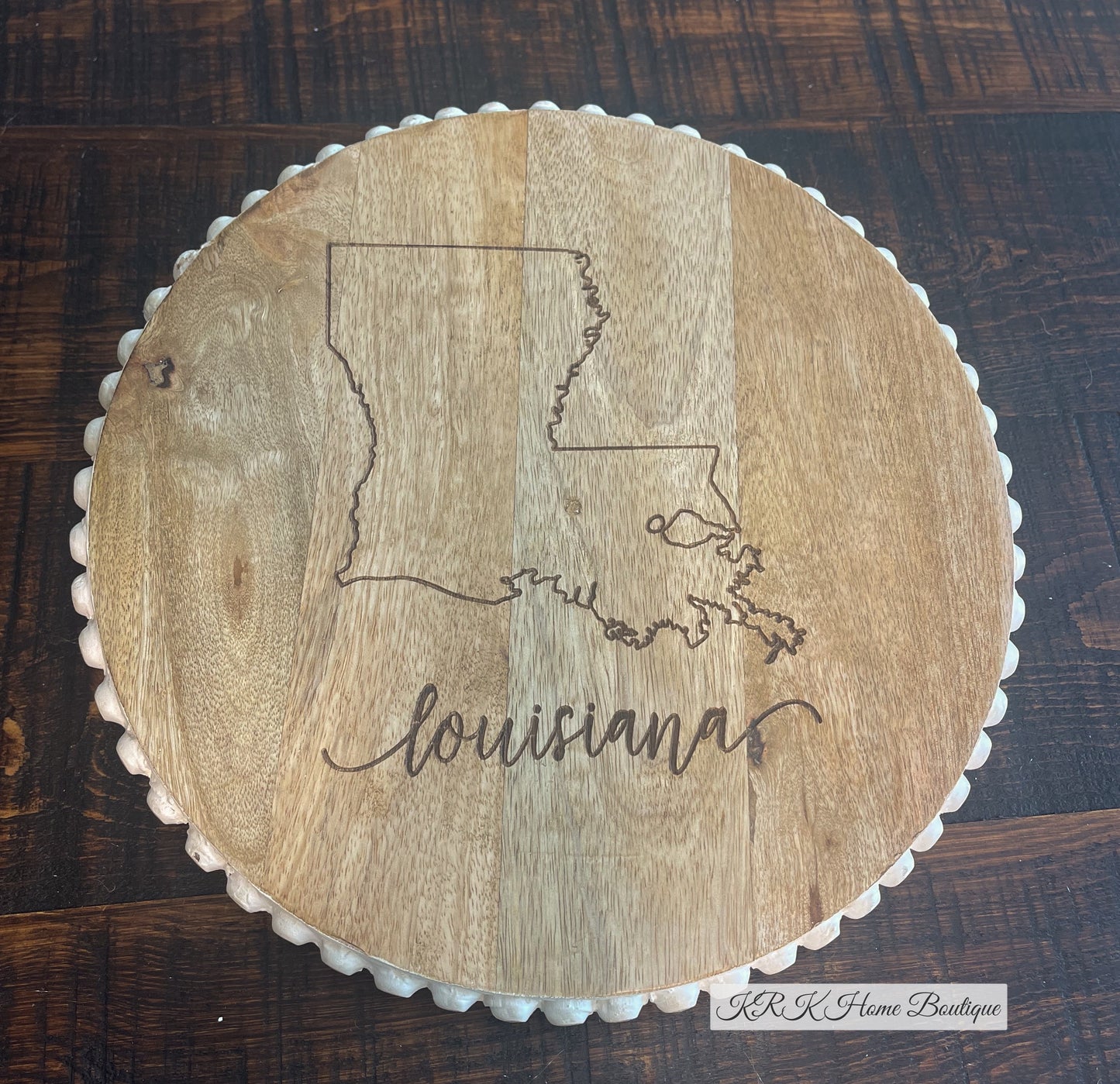 Board Round Beaded Louisiana or Texas