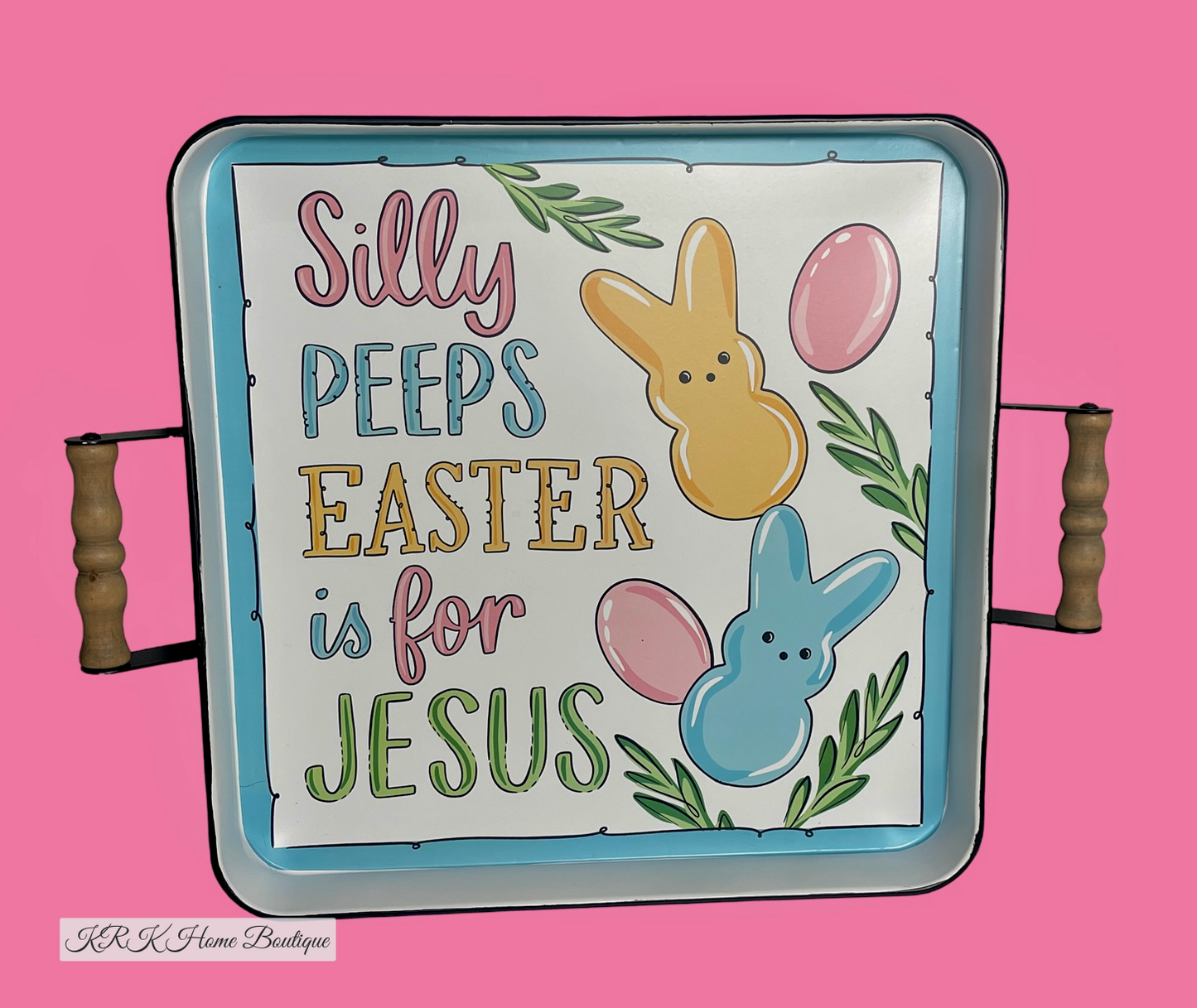Silly Peeps and Eggs Easter Enamel Tray