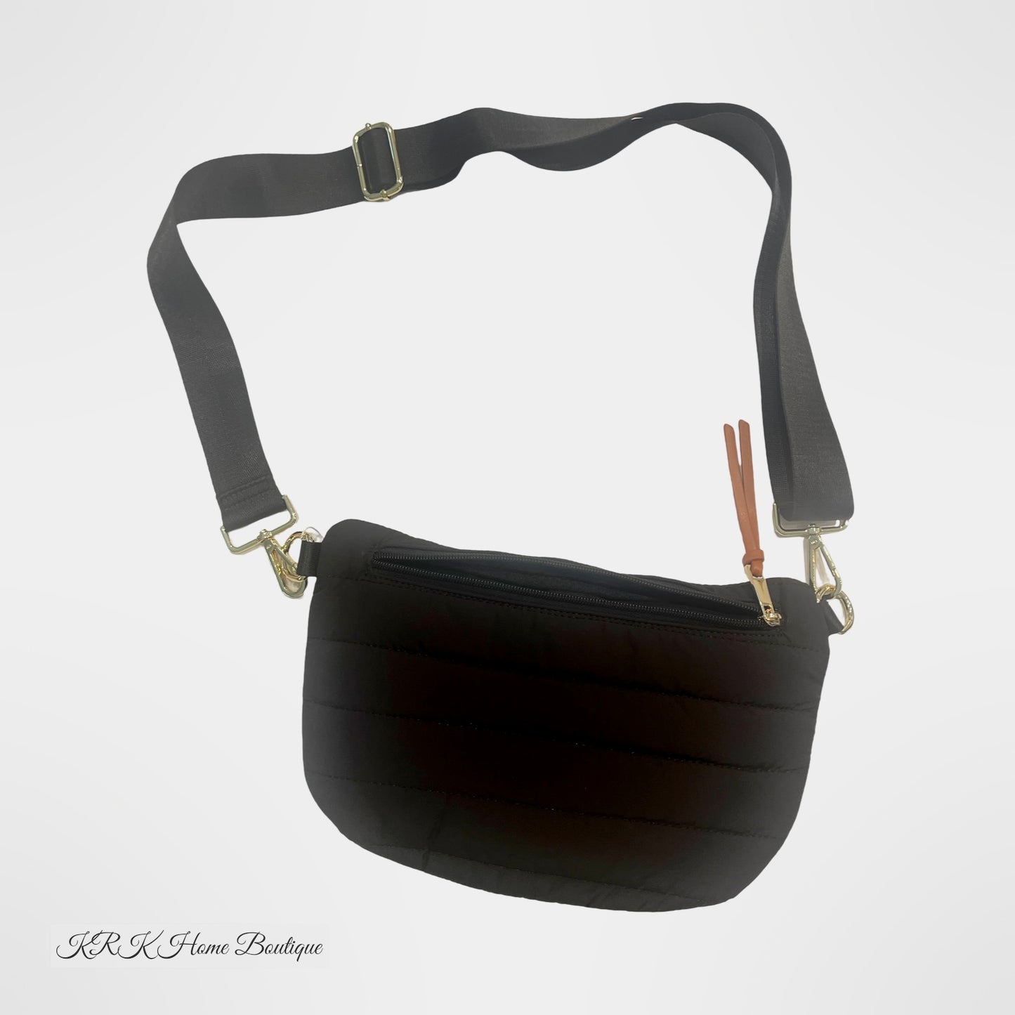 Sling Bag -Addison Quilted Nylon Waist Black
