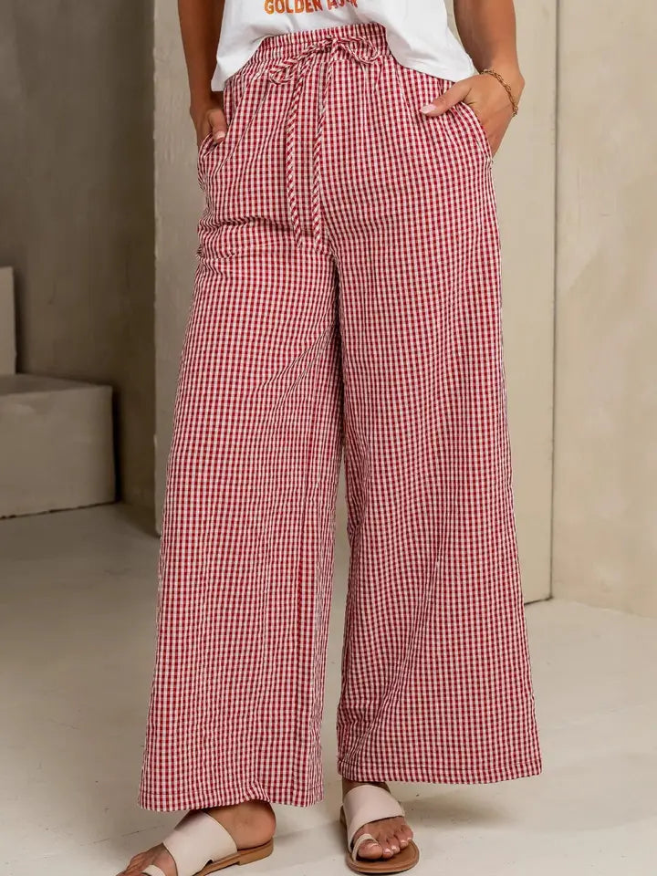 Vintage Y2k Gingham Laced Wide Leg Pants