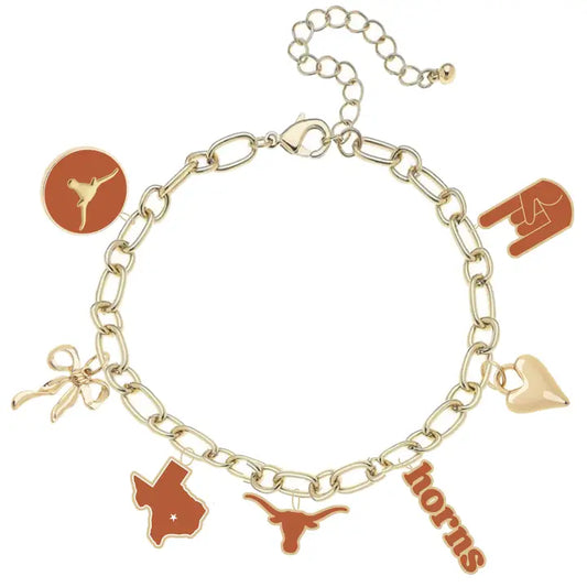Texas Longhorns Enamel Icons Charm Bracelet