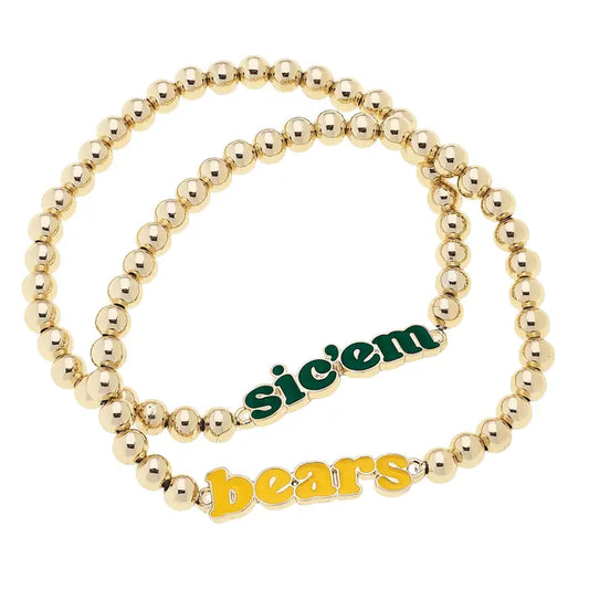 Baylor Bears Slogan Ball Bead Bracelet Set of 2