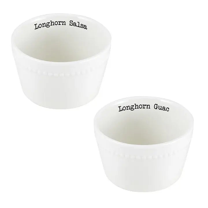 Longhorn Salsa and Guac bowl set