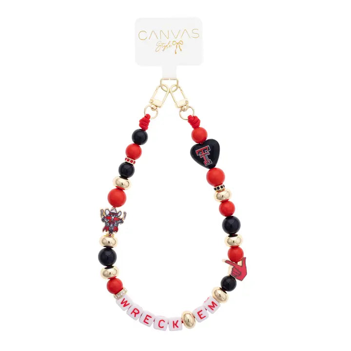 Texas Tech beaded Cellphone wristlet