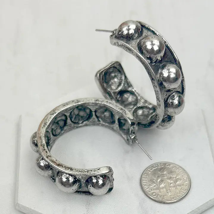 Silver Metal Circle Earrings