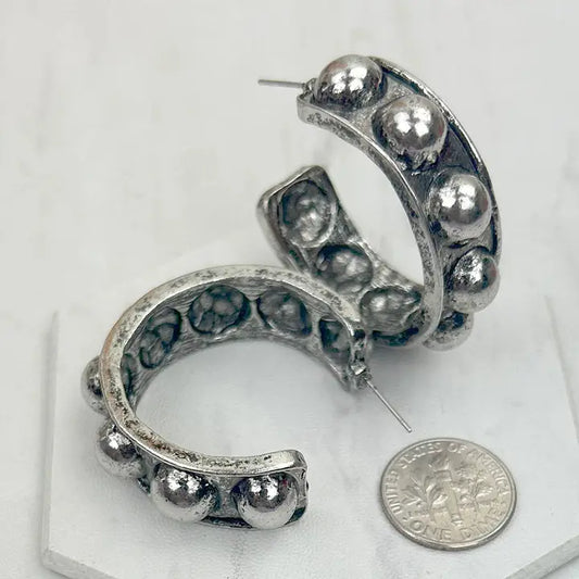 Silver Metal Circle Earrings