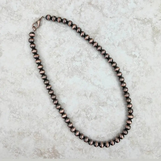 COOPER 17 Inches 8mm Cooper Navajo Pearl Bead Necklace