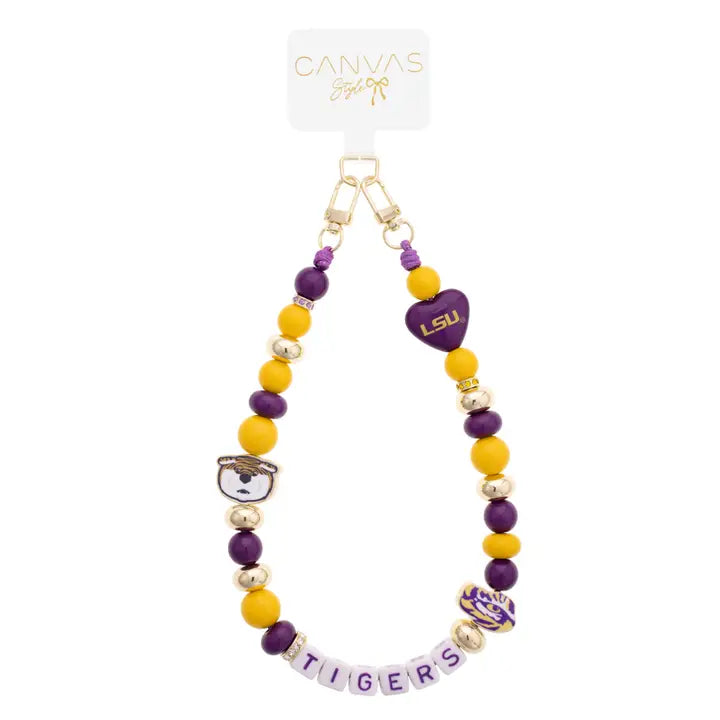 LSU beaded Cellphone wristlet