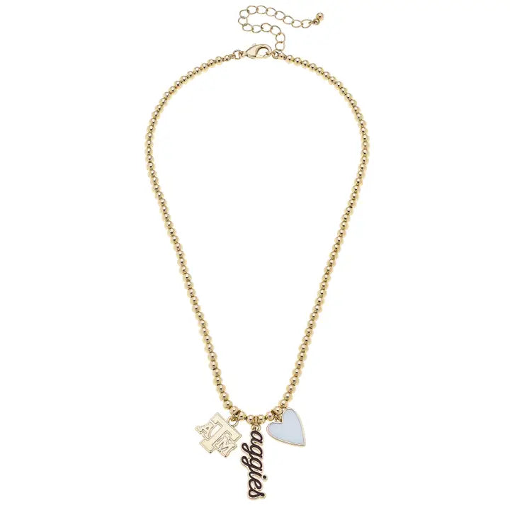 Texas A&M Aggies Ball Bead Charm Necklace