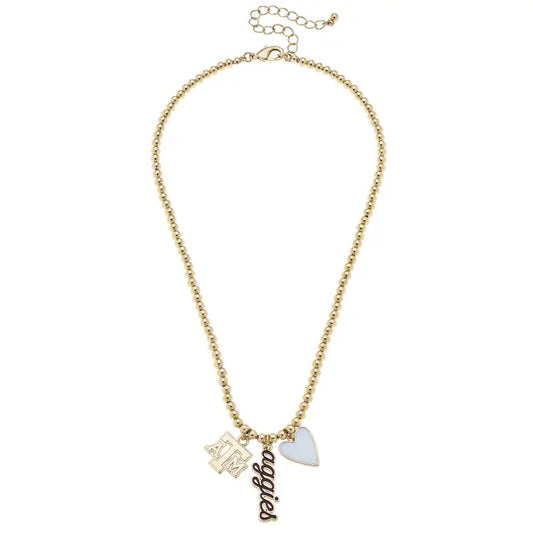 Texas A&M Aggies Ball Bead Charm Necklace