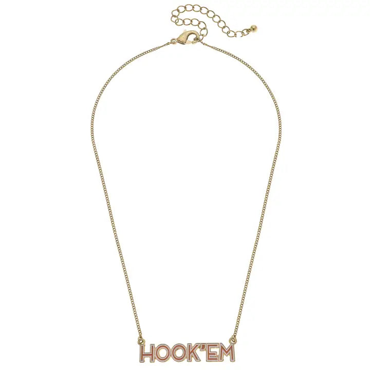 Texas Longhorns Outline Enamel Necklace