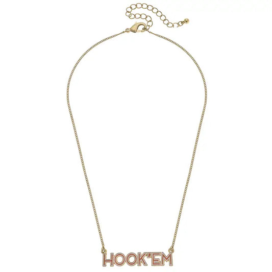 Texas Longhorns Outline Enamel Necklace