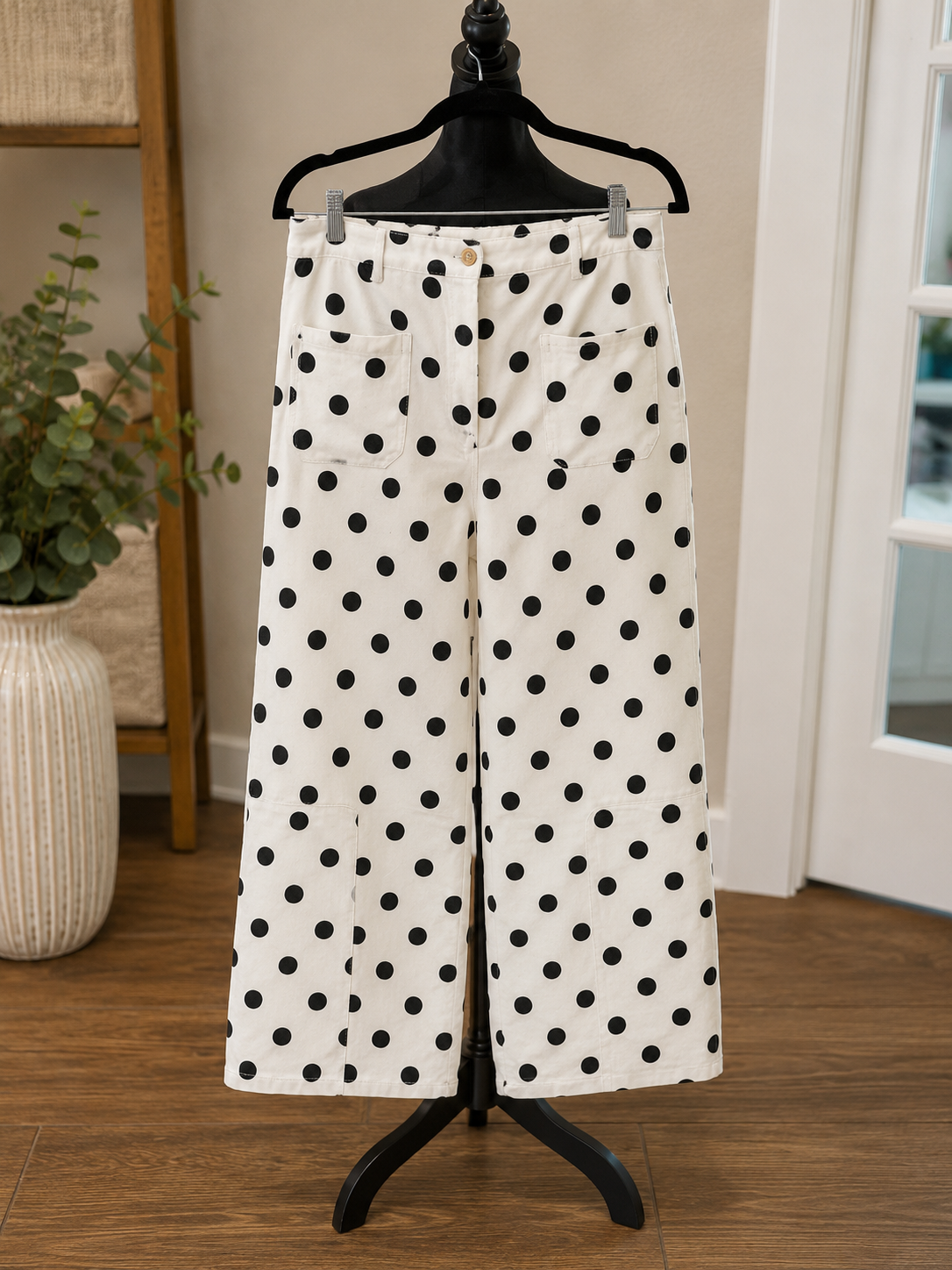 White and Black polka dot pants
