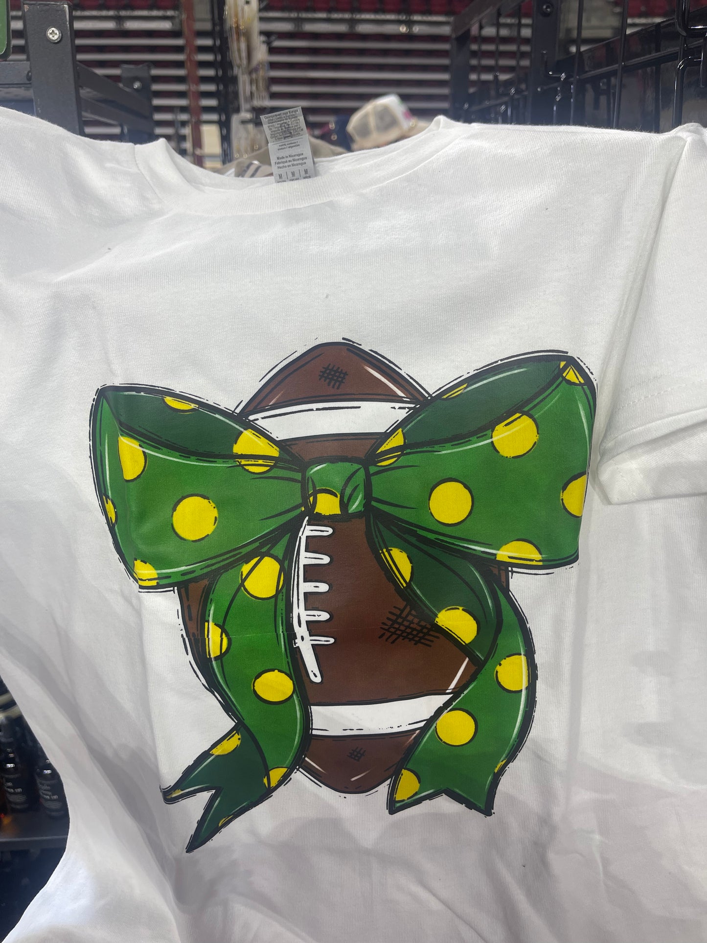 Green & Yellow Football bow T-shirt