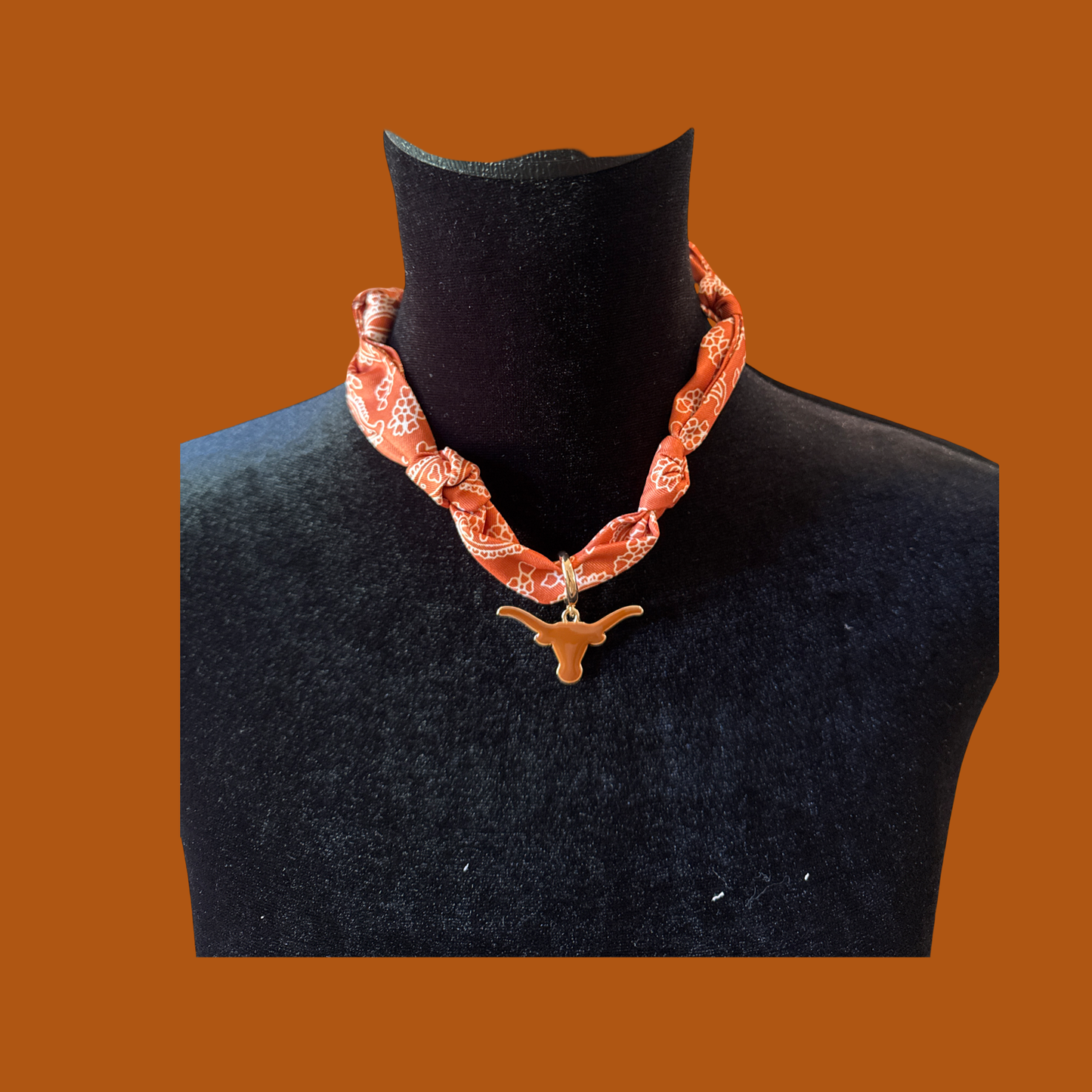 Texas Longhorn Logo Bandana Scarf Necklace