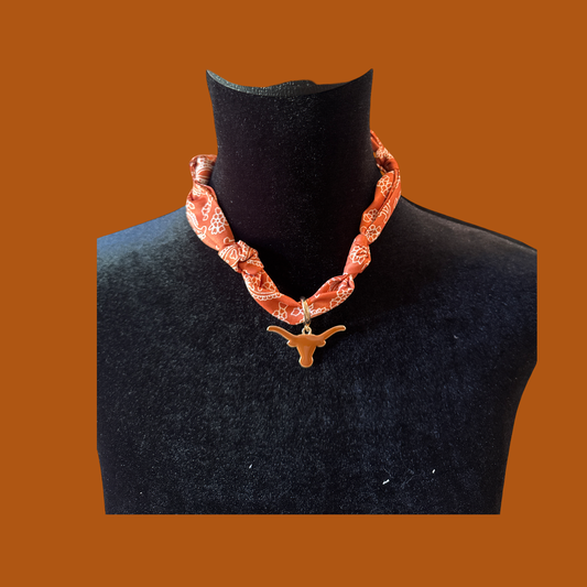 Texas Longhorn Logo Bandana Scarf Necklace