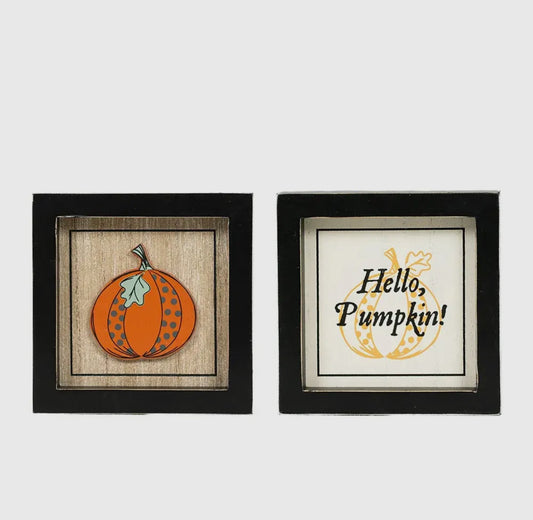 Wood Frame Sign Pumpkin/Hello Halloween Fall