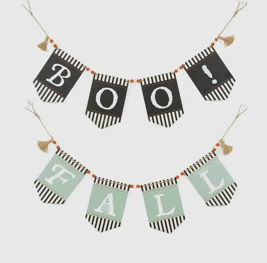 Wood Swag W/Beads Boo Fall Halloween Decor