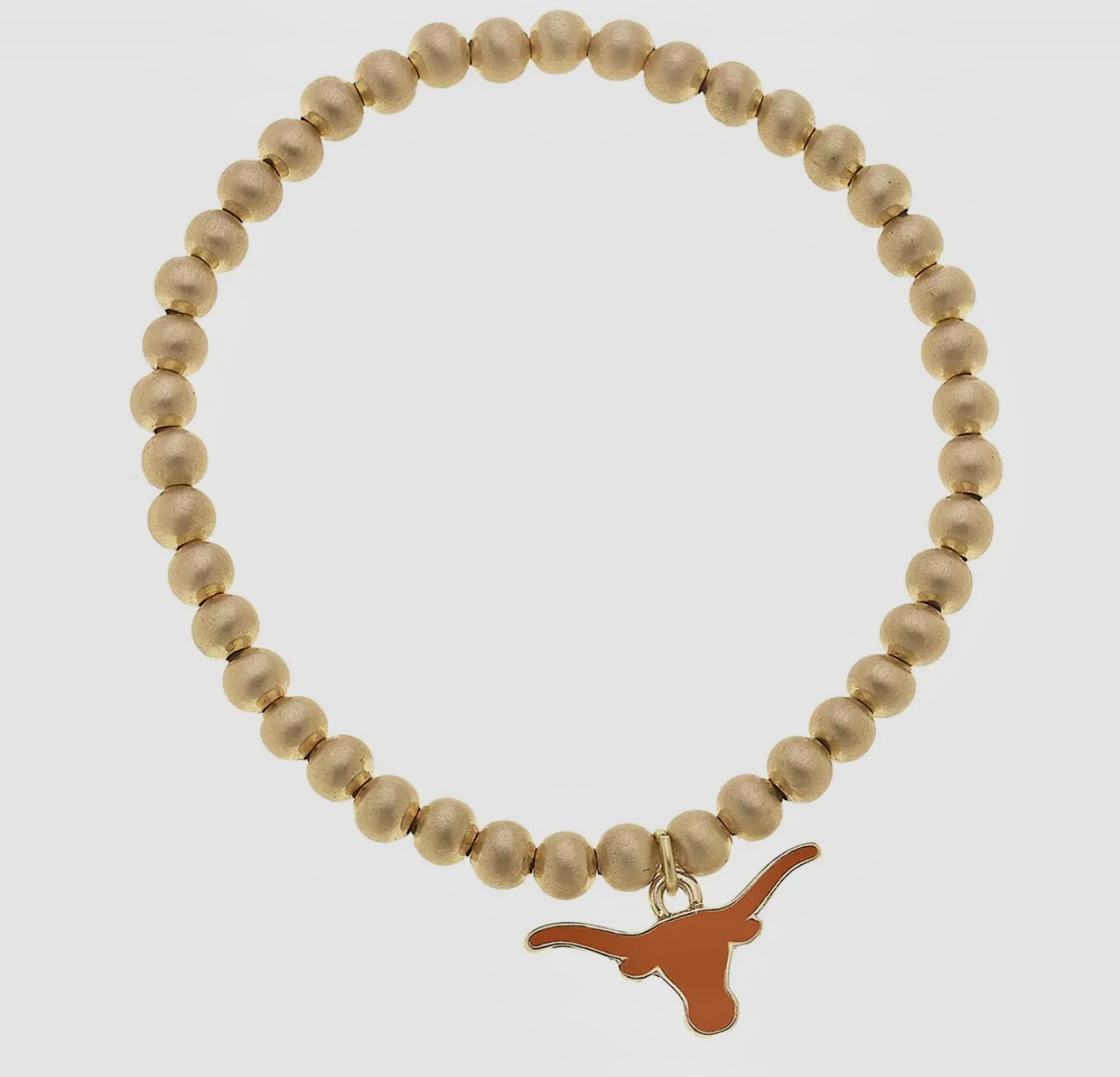 Texas Longhorns Ball Bead Stretch Bracelet in Satin Gold
