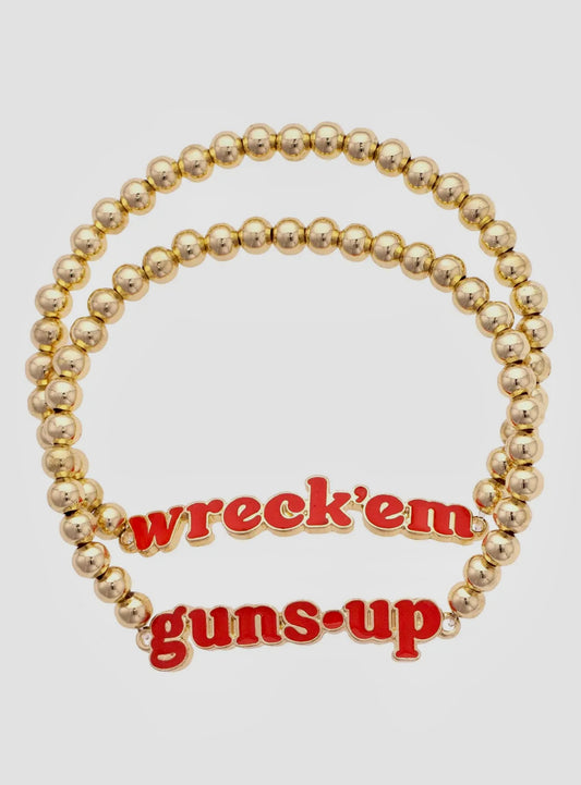 Texas Tech Red Raiders Slogan Ball Bead Bracelet Set of 2