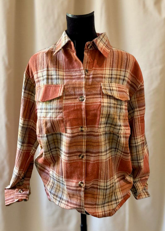 Women's Casual Fashion Oversized Loose Plaid Shirt