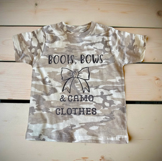 Boot, Bows and Camo Clothes Kids T-shirt