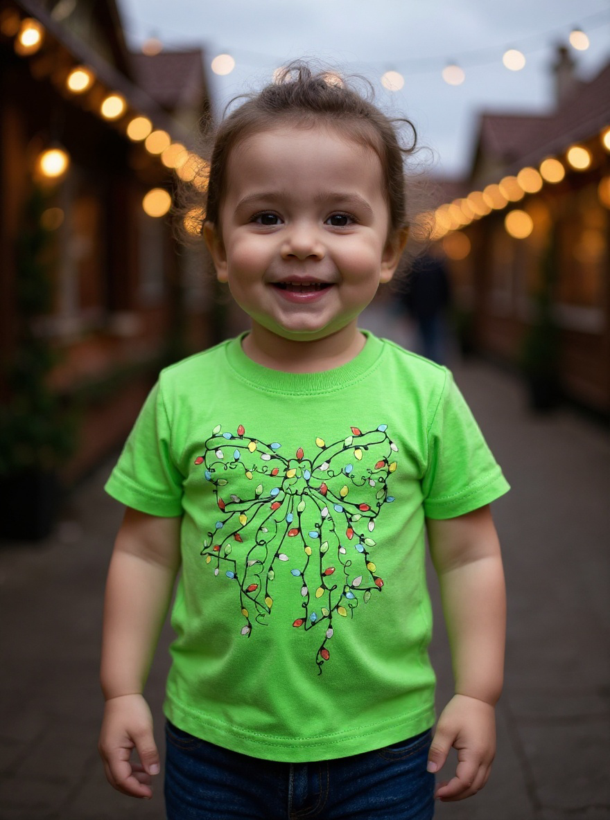 Christmas light bow T-shirt