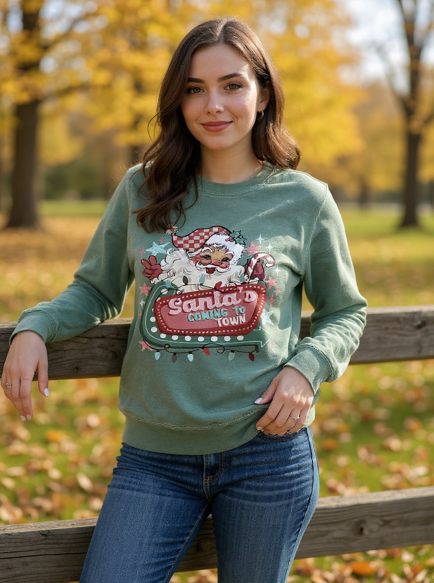 Santa is Coming to town Comfort Color Sweatshirt