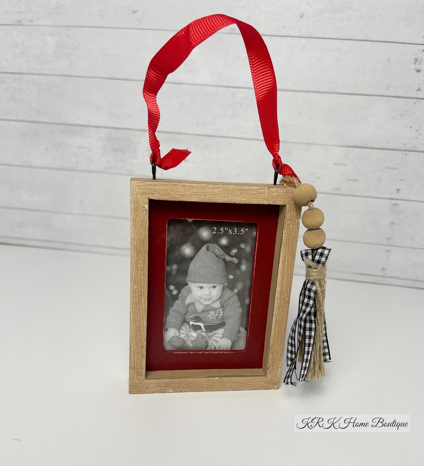 Wintertime Wood Tassel Photo Ornament