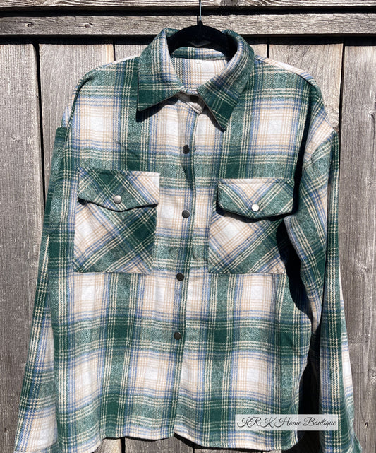 Plaid Button Up Pockets Shacket