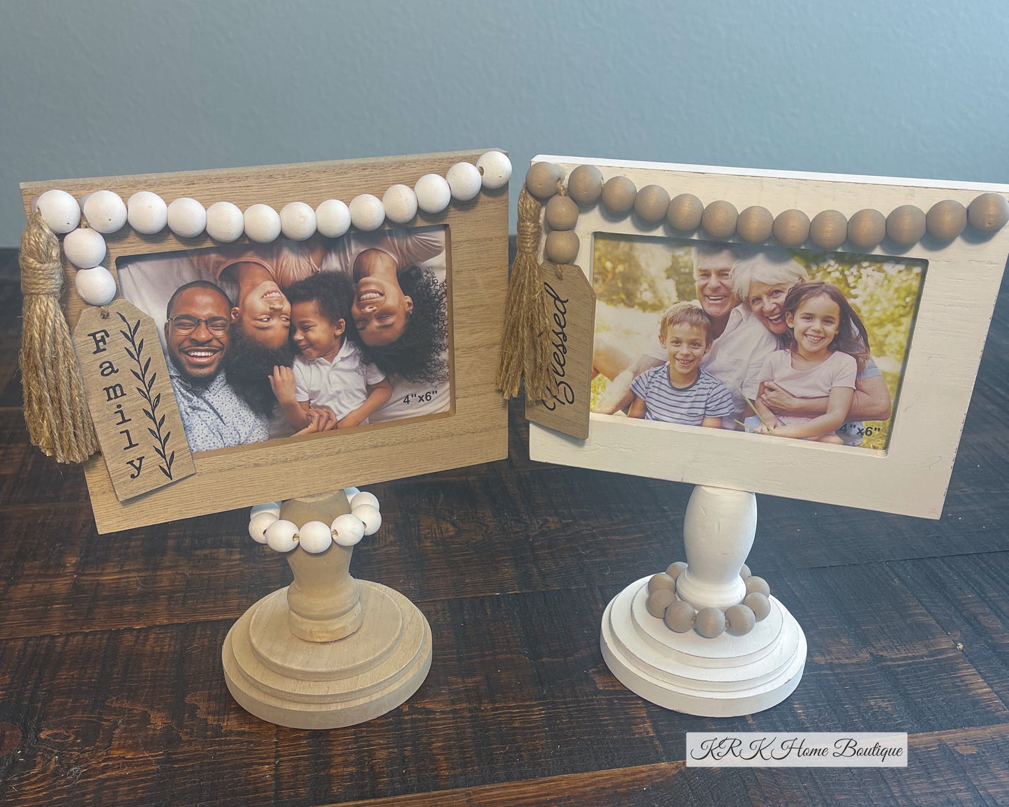 Wood Tabletop 4X6 Photo Frame On Pedestal