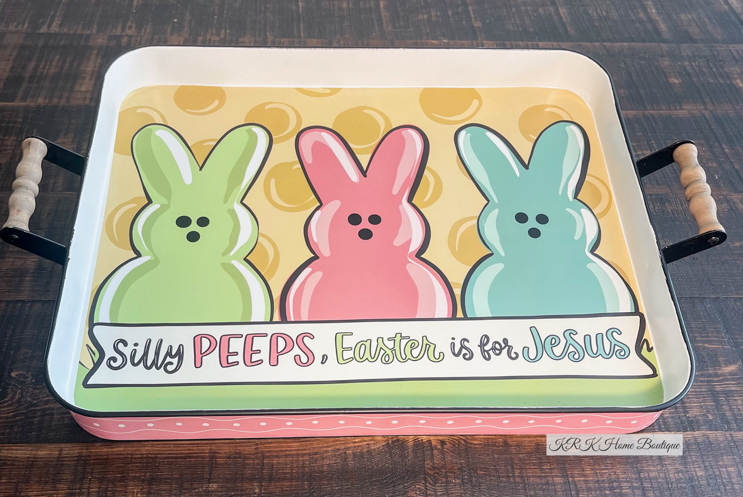 Three Silly Peeps Easter Enamel Tray