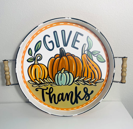 Pumpkin Give Thanks Enamel Tray