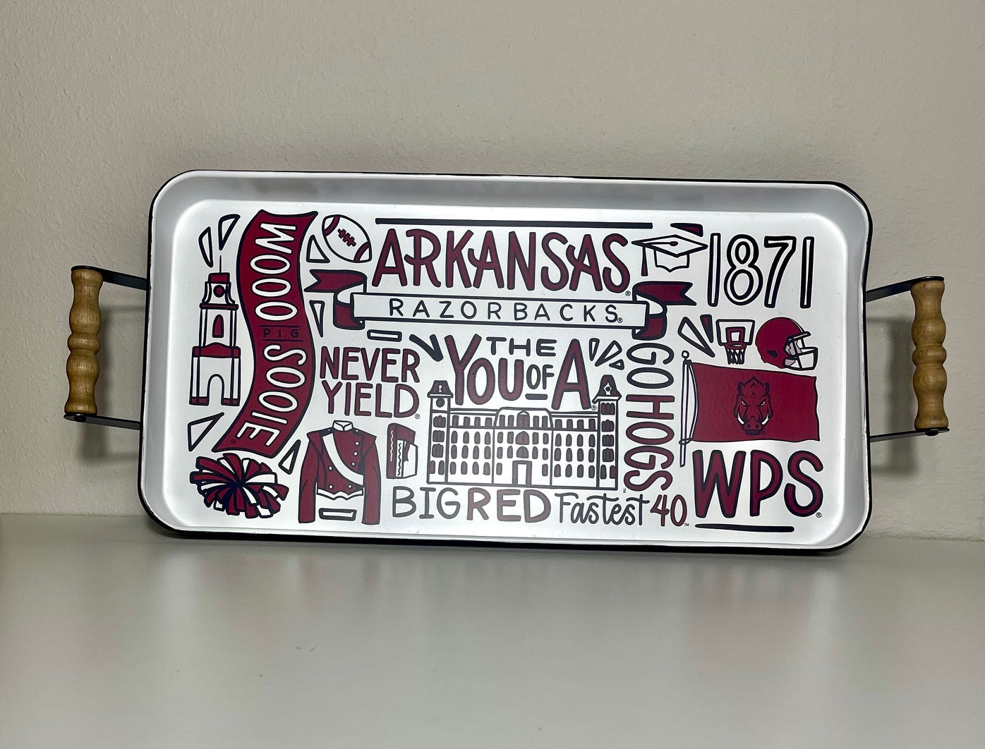 Arkansas Collage Enamel Tray