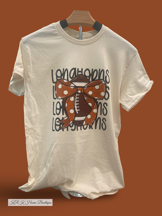 Longhorn Football bow T-shirt