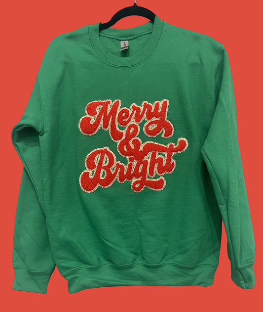 Merry and Bright Green and Red Sweatshirt