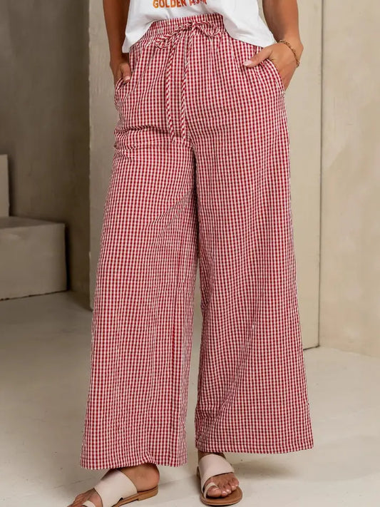 Vintage Y2k Gingham Laced Wide Leg Pants